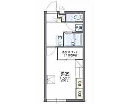 レオパレスシュウ2 1Kの間取図画像