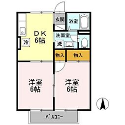 メゾンドールアルファD 2DKの間取図画像