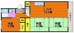サバーヴ西坂 3LDKの間取図画像