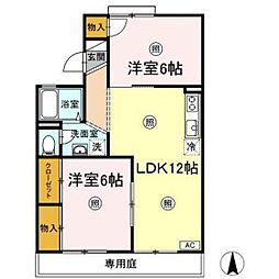 ハイツプロミネンス 2LDKの間取図画像