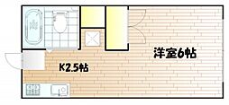 サンコーポ津高 ワンルームの間取図画像