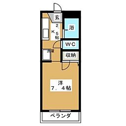 OKANO2 ワンルームの間取図画像