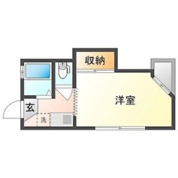 アメニティーハウス重実 1Kの間取図画像