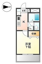 ラピスメドゥー 1Kの間取図画像