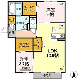 プレガーレ 2LDKの間取図画像
