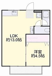 井上コーポA 1LDKの間取図画像