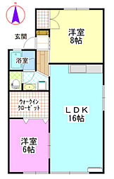 エスポアールD 2LDKの間取図画像