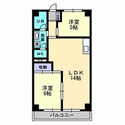 深可ヒュッテ 2LDKの間取図画像