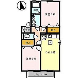 コンフォートD 2DKの間取図画像