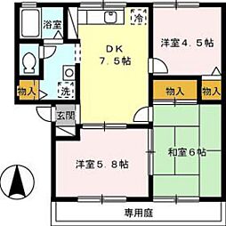 ミル・フルールC 3DKの間取図画像