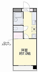 コスモクイーン矢坂 1Kの間取図画像