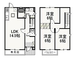 ティーケーハイツ 3LDKの間取図画像