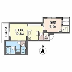 レーベンエイトII 1LDKの間取図画像