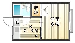 パールメゾン 1Kの間取図画像
