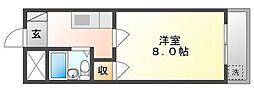 プレアール大供2 1Kの間取図画像