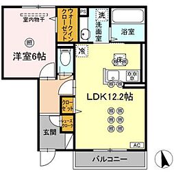 アルカンシェル 1LDKの間取図画像