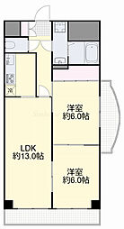 コロニアルリビングニシシマダウエストタワー 2LDKの間取図画像