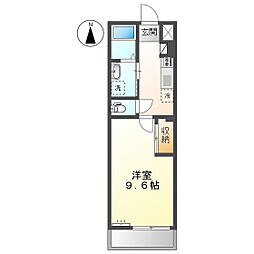エトワール清輝 1Kの間取図画像