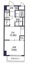 パルロイヤル東島田 1DKの間取図画像