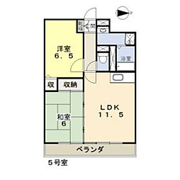ハピネス田中 2LDKの間取図画像