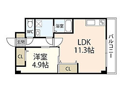 メゾン・ド・W 1LDKの間取図画像