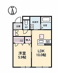 ヴィラ市久 1LDKの間取図画像