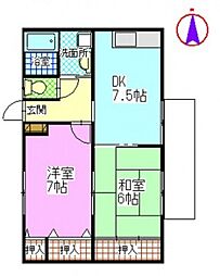 マスカット 2DKの間取図画像