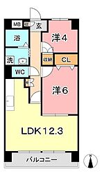 厚生町クラウンズマンション 2LDKの間取図画像