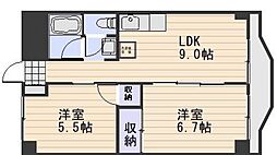 ハイデンス岡山 2LDKの間取図画像