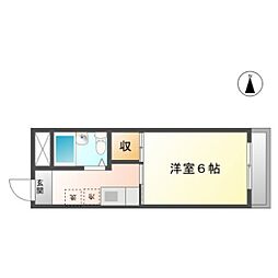 マンションアソシエ島田 1Kの間取図画像