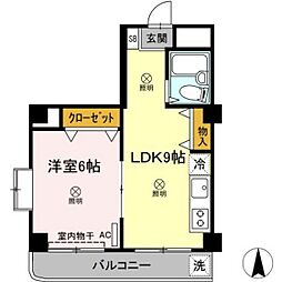 レジデンス板野 1LDKの間取図画像