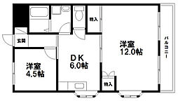 大和ビル 2DKの間取図画像