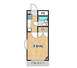 エトワール矢城C 1Kの間取図画像