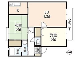 サンビレッジ操明A 2LDKの間取図画像
