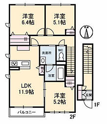 アヴィーロード今保A 3LDKの間取図画像