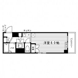 ユニエトワール富田町 ワンルームの間取図画像