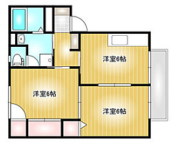 サンライズW 2DKの間取図画像
