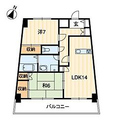エクセルメゾン岡山 2LDKの間取図画像