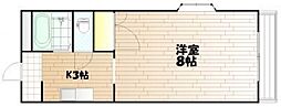 メゾンドソレイユ 1Kの間取図画像