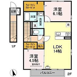 エーテルA 2LDKの間取図画像