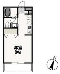 ベール花尻B 1Kの間取図画像