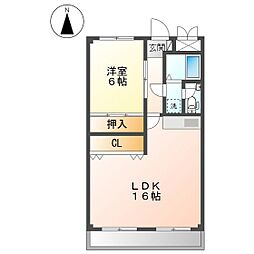 サンライフ大元 1LDKの間取図画像