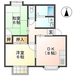 グリーンパーク 2DKの間取図画像