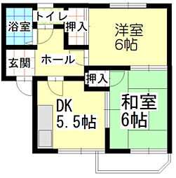 レジデンスあずま 2DKの間取図画像