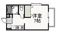 カーサ・アネーロB 1Kの間取図画像