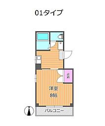 サン・フォート幸町鴨正ビル 1Kの間取図画像