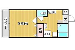 O:TAS24 1Kの間取図画像