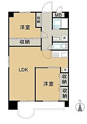 グリーンハウス松島G3 2LDKの間取図画像