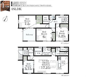 間取り：4LDK＋納戸　建物面積：106.82ｍ2