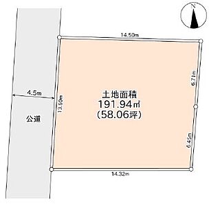 区画図：東武アーバンパークライン「川間」駅徒歩5分！　土地面積58坪！自由設計で夢のマイホームはいかがでしょうか！　理想の間取りが叶いやす整形地！　